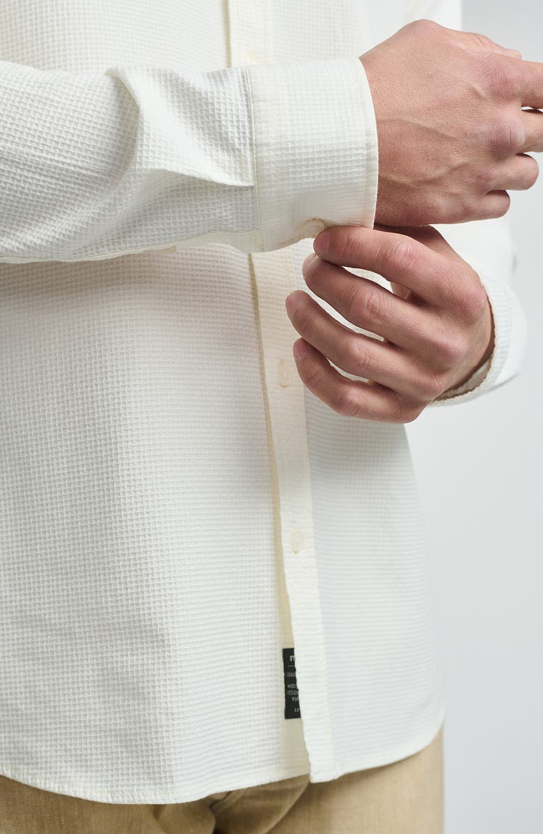 Mavi Jeans Textured Stretch Cotton Button-Up Shirt, Alternate, color, Antique White