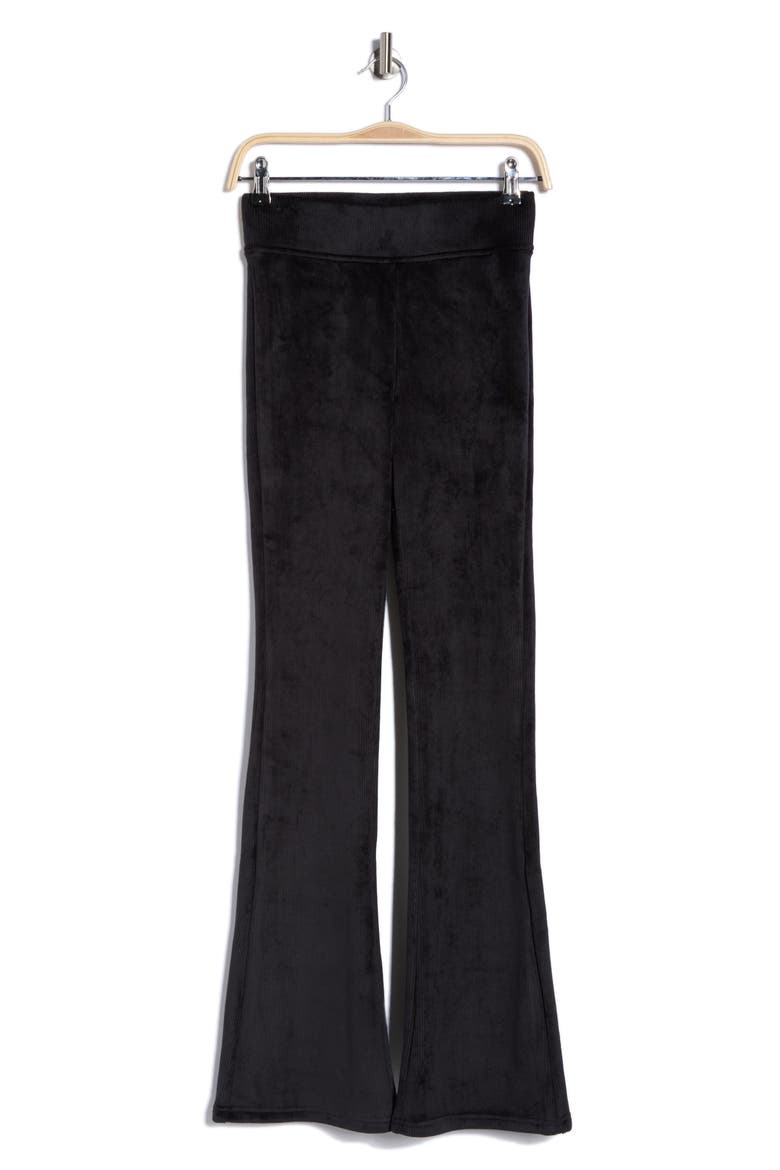 Dreamy Ribbed Velour Flare Leg Pants, Alternate, color, BLACK