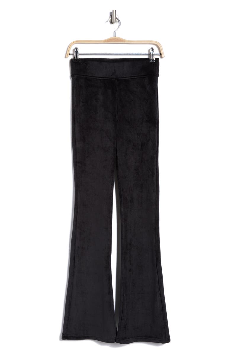 YOGALICIOUS Dreamy Ribbed Velour Flare Leg Pants, Main, color, Black