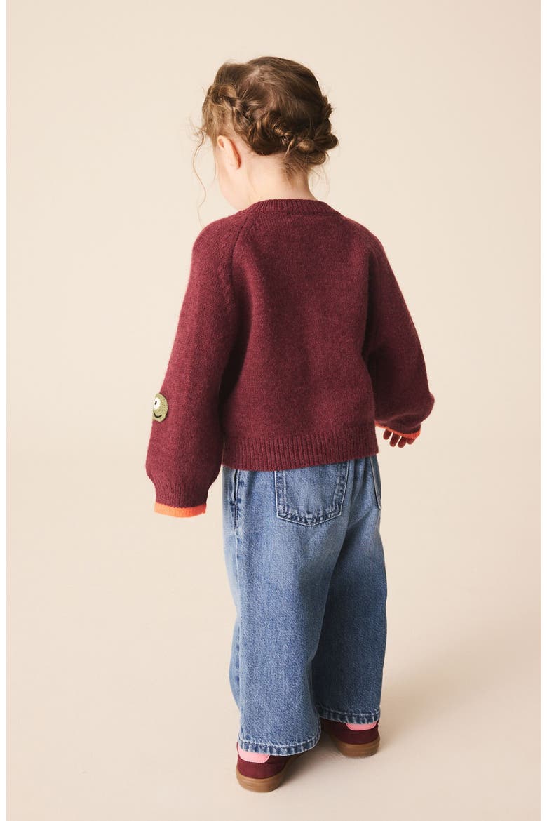 Kids' Dinosaur Embroidered Cardigan, Alternate, color, RED