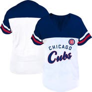 FANATICS Women's Profile White/Royal Chicago Cubs Plus Size Two-Stripe V-Neck T-Shirt