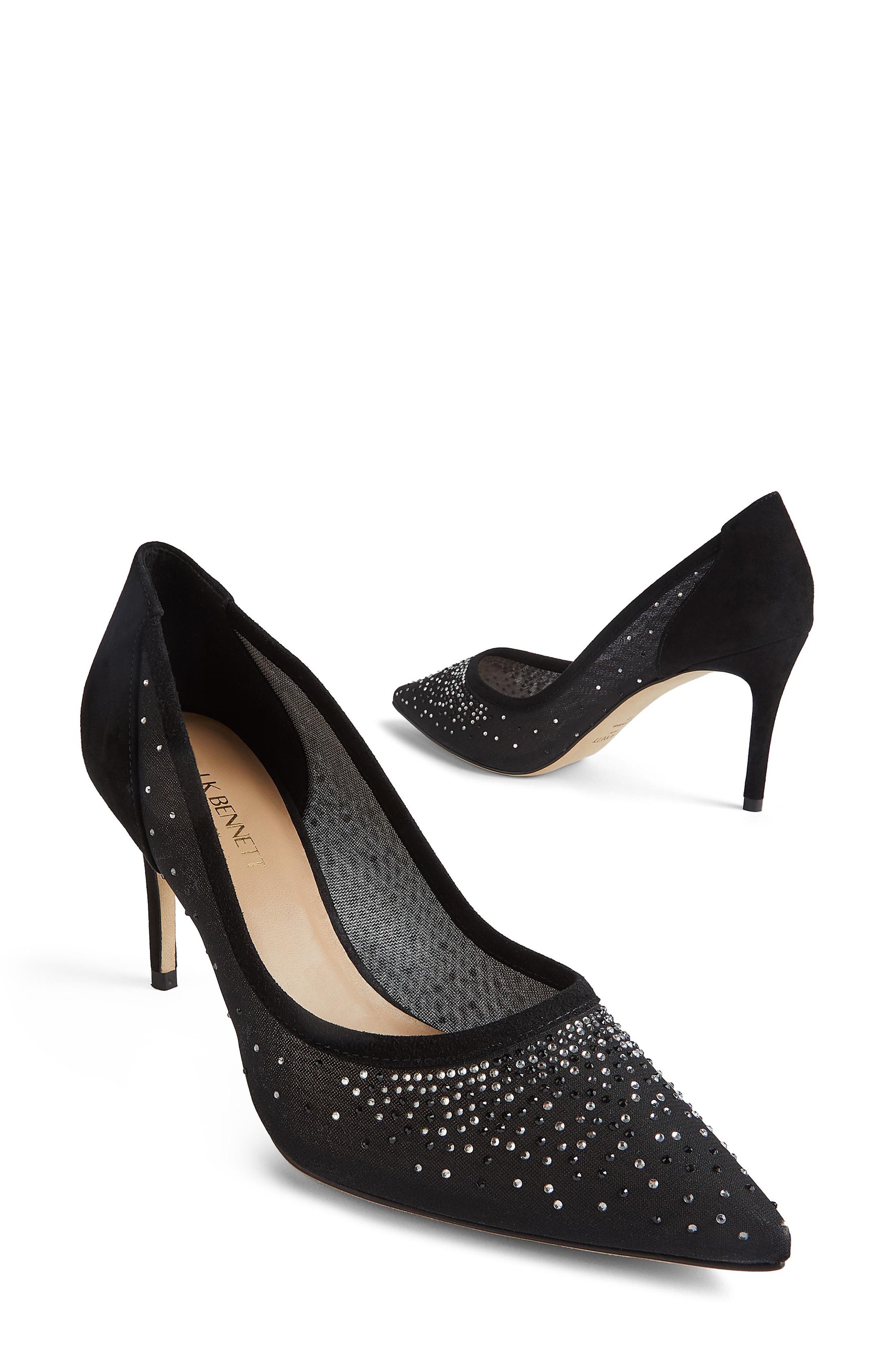 LK Bennett Liberty Embellished Pointed Toe Pump, Alternate, color, Black