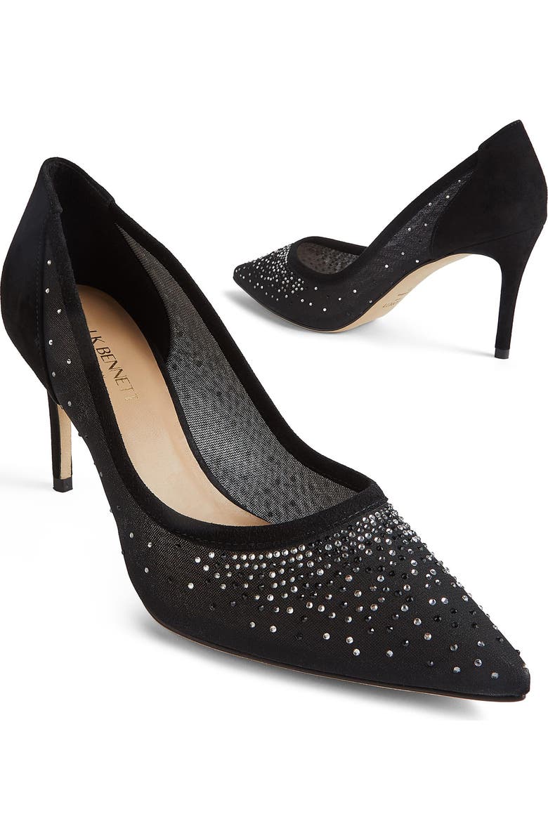 LK Bennett Liberty Embellished Pointed Toe Pump, Alternate, color, Black