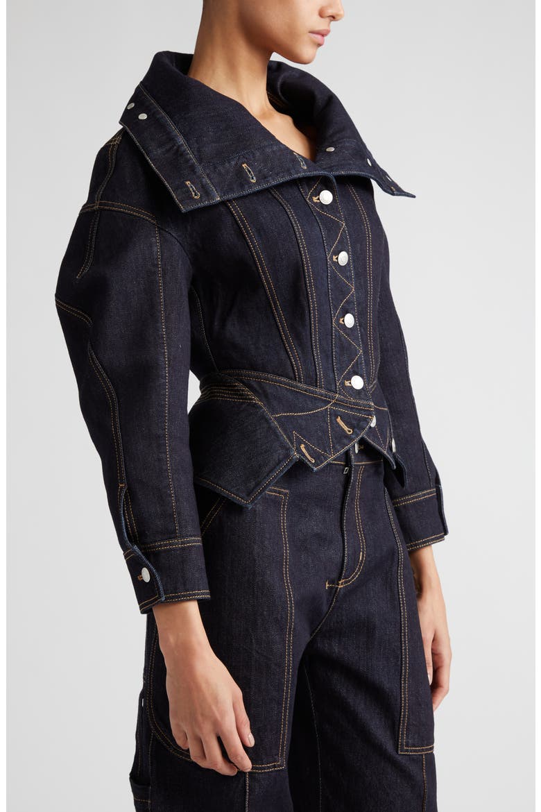 Funnel Neck Denim Jacket, Alternate, color, 4485 COLD WASH
