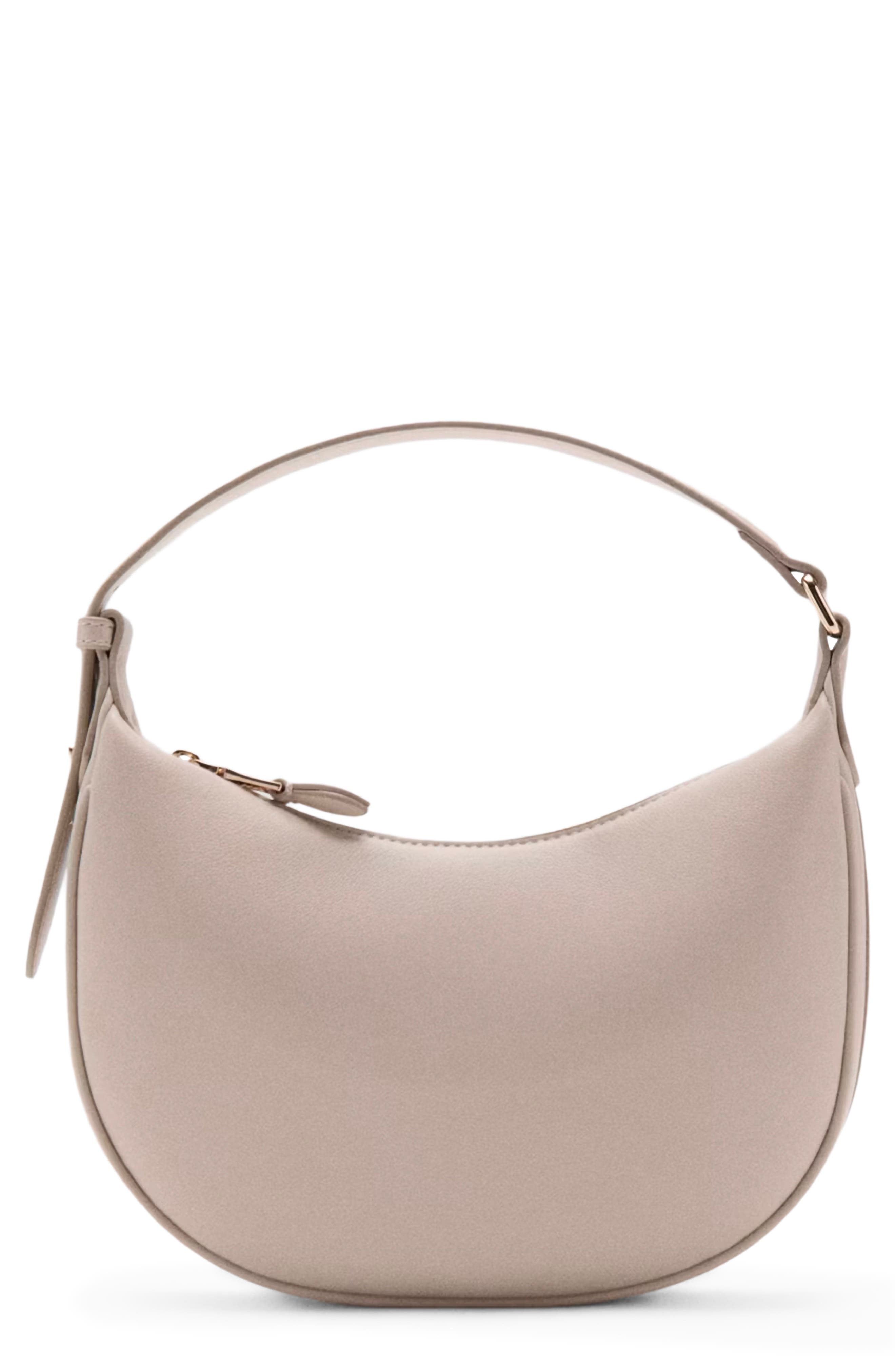 Oval Faux Leather Shoulder Bag, Main, color, OFF WHITE