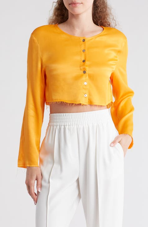 Raw Hem Crop Satin Top