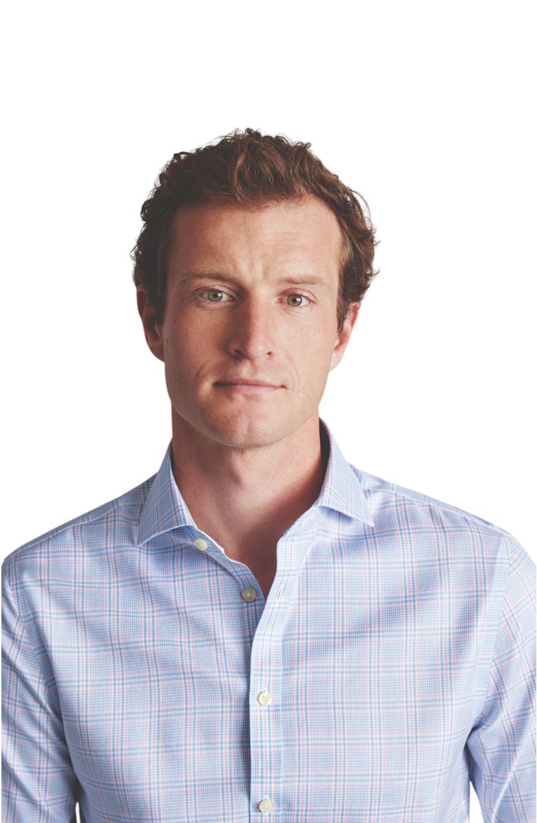 Charles Tyrwhitt Non-Iron Twill Prince of Wales Shirt, Alternate, color, Sky Blue