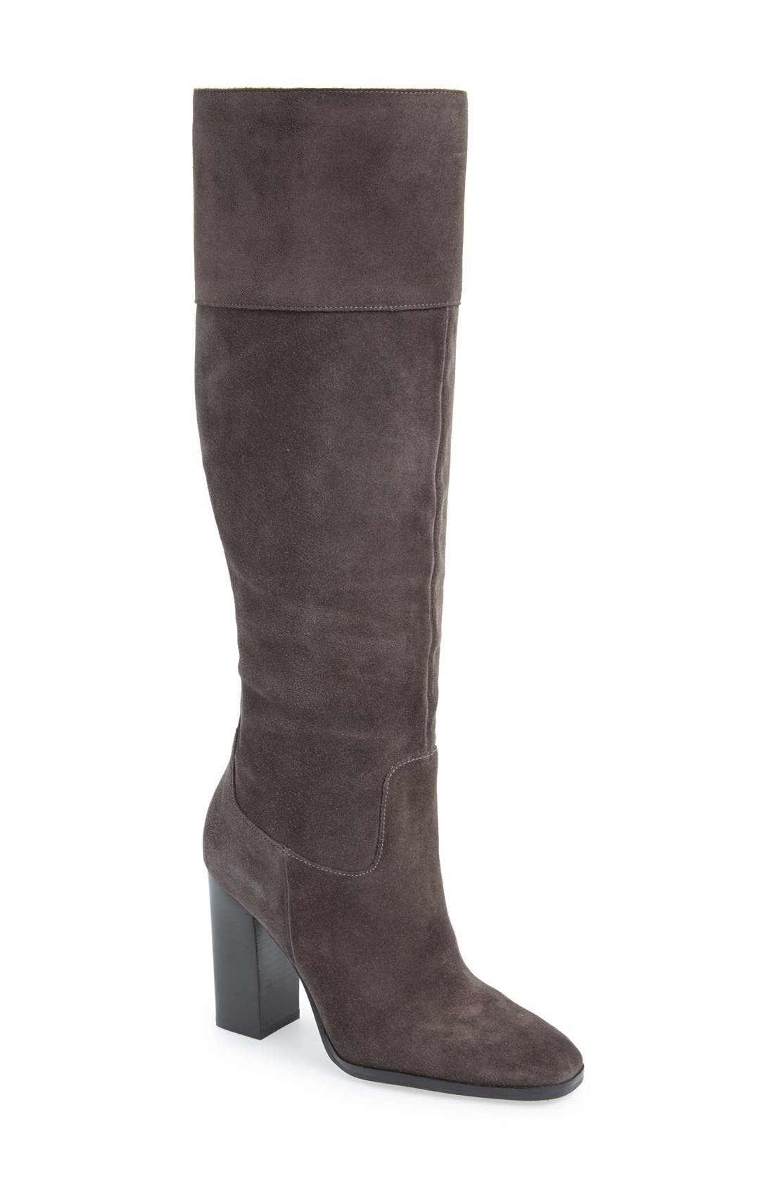 'Netty' Tall Boot, Main, color, PEWTER SUEDE