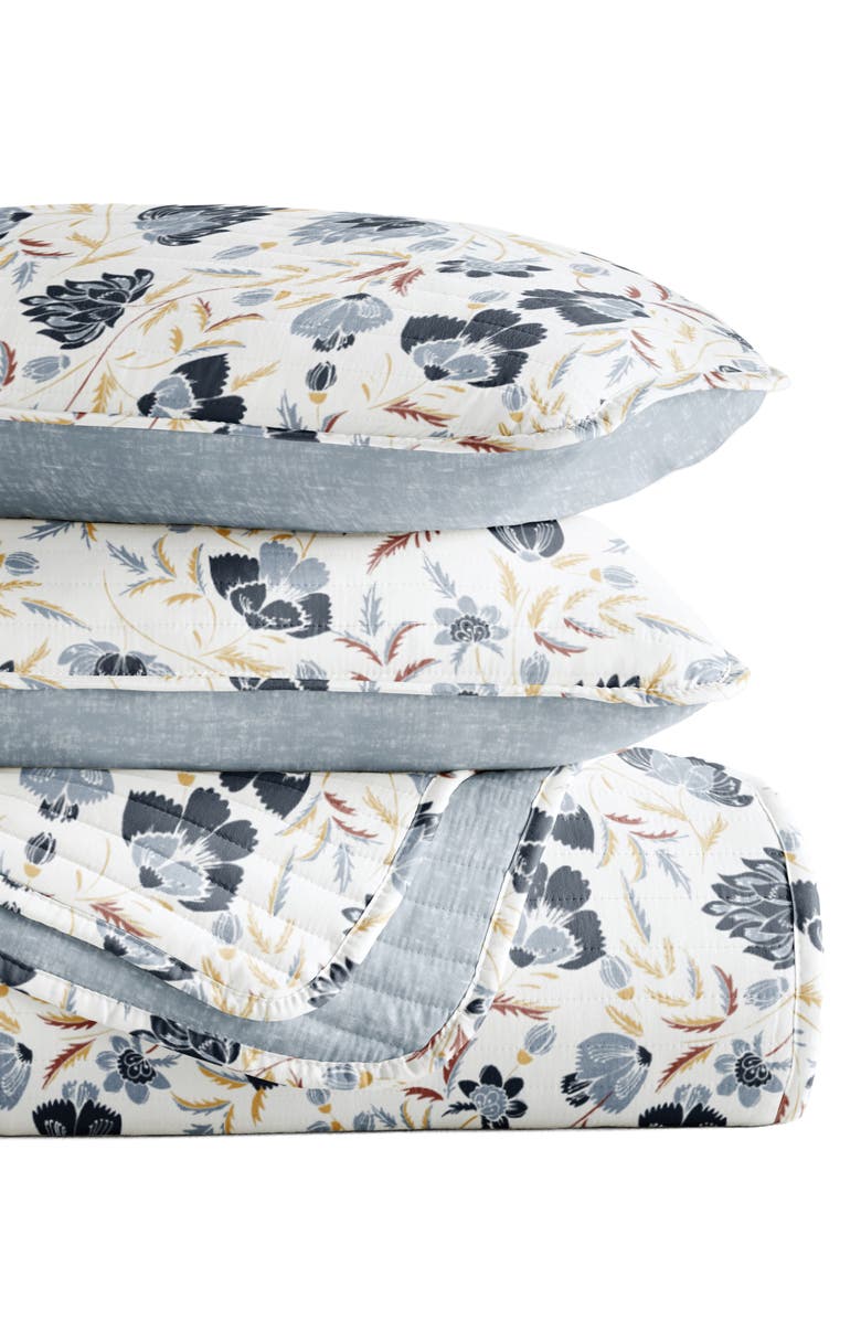 HOMESPUN Pattern Reversible Quilt & Sham Set, Alternate, color, Jacobean Light Blue