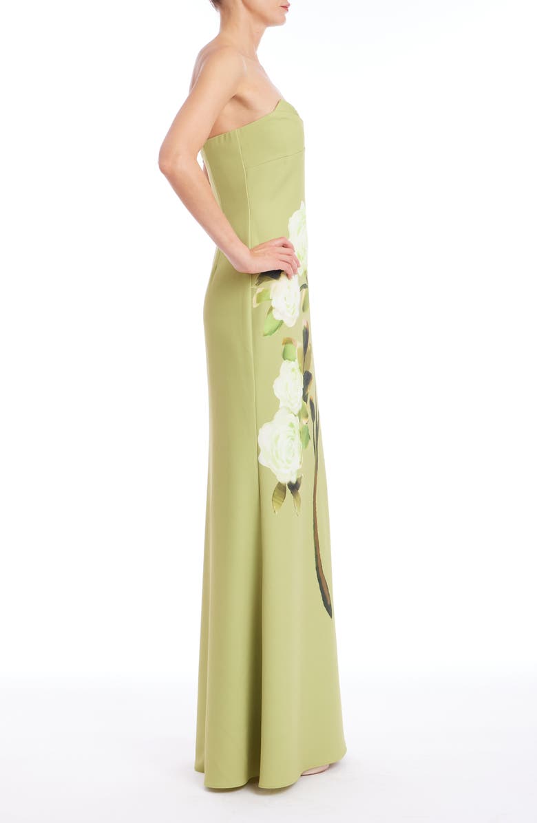 Badgley Mischka Collection Placed Floral Strapless Sheath Gown, Alternate, color, 