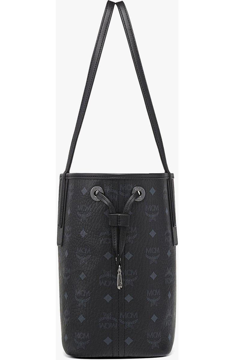 MCM Small Reversible Liz Shopper in Visetos, Alternate, color, Black