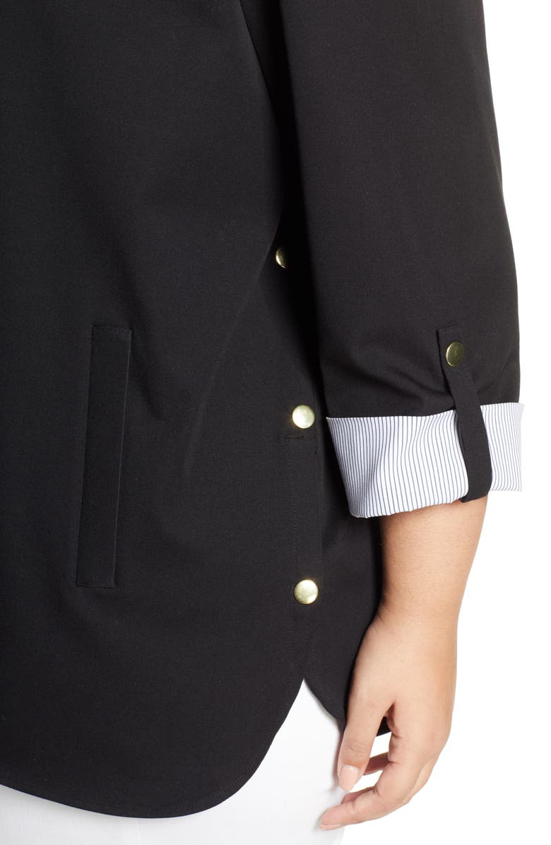 Ming Wang Contrast Cuff Zip Front Cotton Blend Jacket, Alternate, color, 