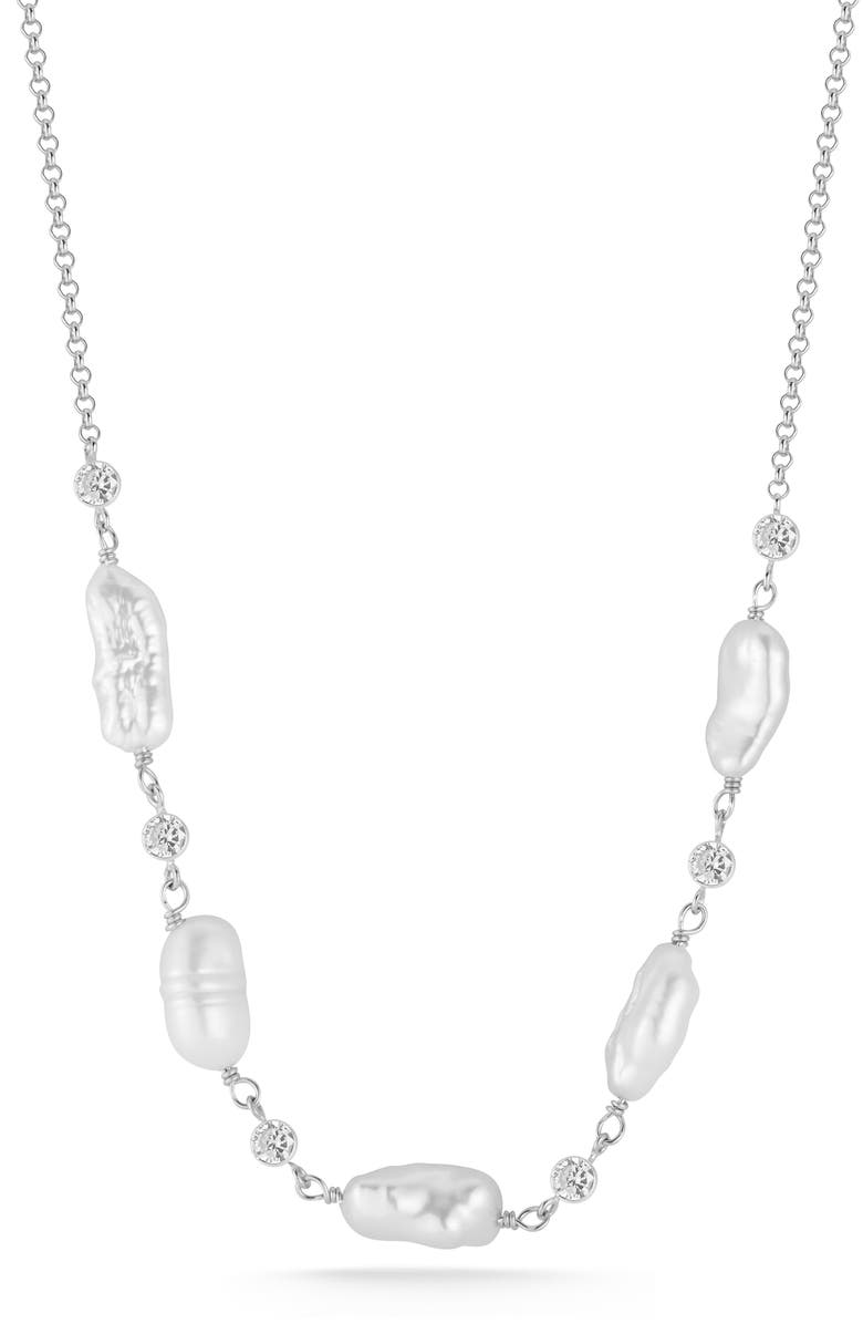 CHLOE AND MADISON Cultured Pearl Station Necklace, Main, color, 