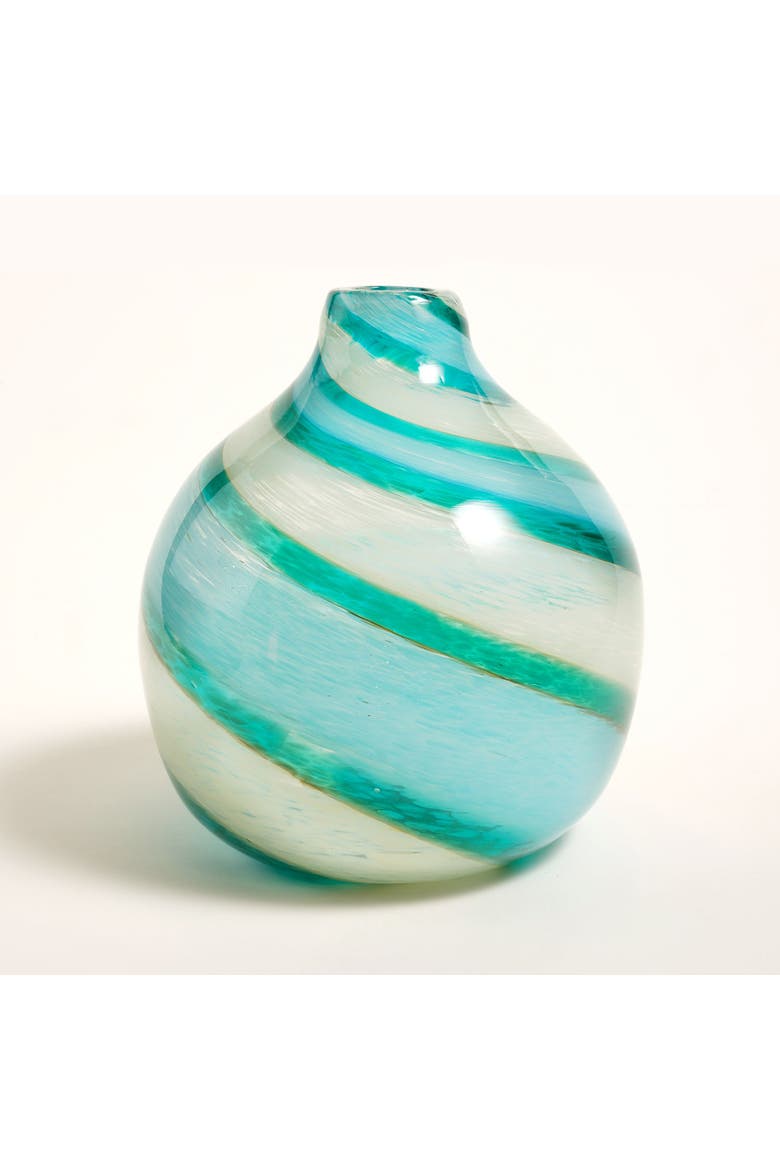 Macau Glass Vase 8.5" Artisan Accent, Alternate, color, Turquoise