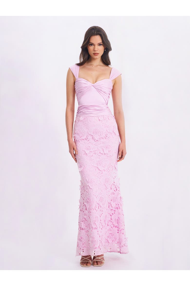 Dahlia Floral Lace Mermaid Gown, Alternate, color, Pink