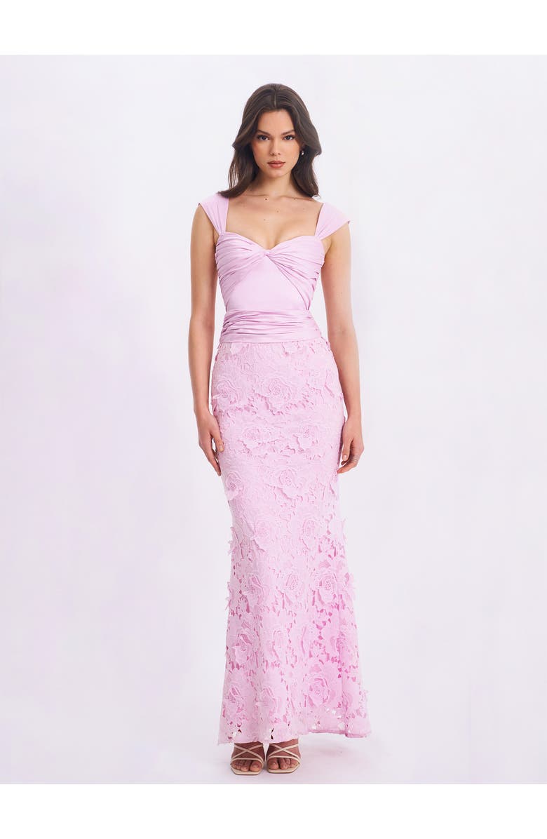 Miss Circle Dahlia Floral Lace Mermaid Gown, Alternate, color, Pink