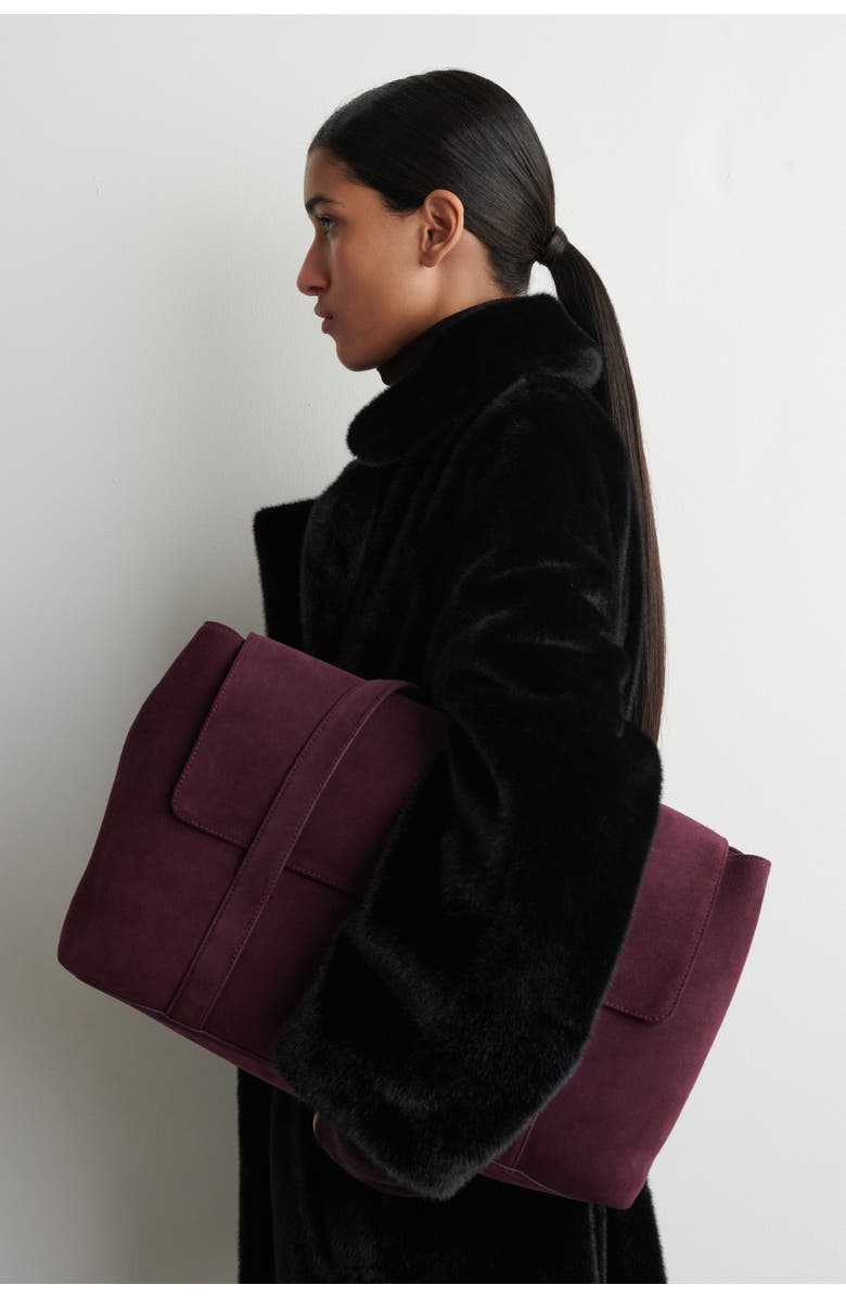 COS Easel Tote Bag - Suede, Main, color, Bordeaux