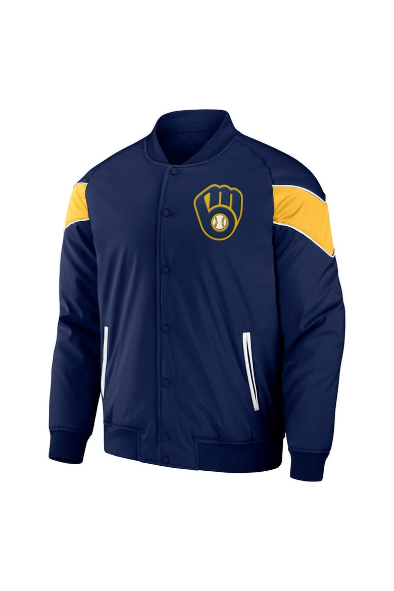 Men's Darius Rucker Collection by Fanatics Navy Milwaukee Brewers Baseball Raglan Full-Snap Jacket, Alternate, color, Navy