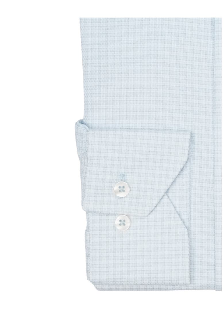 Trim Fit Tonal Check Stretch Dress Shirt, Alternate, color, ICE BLUE