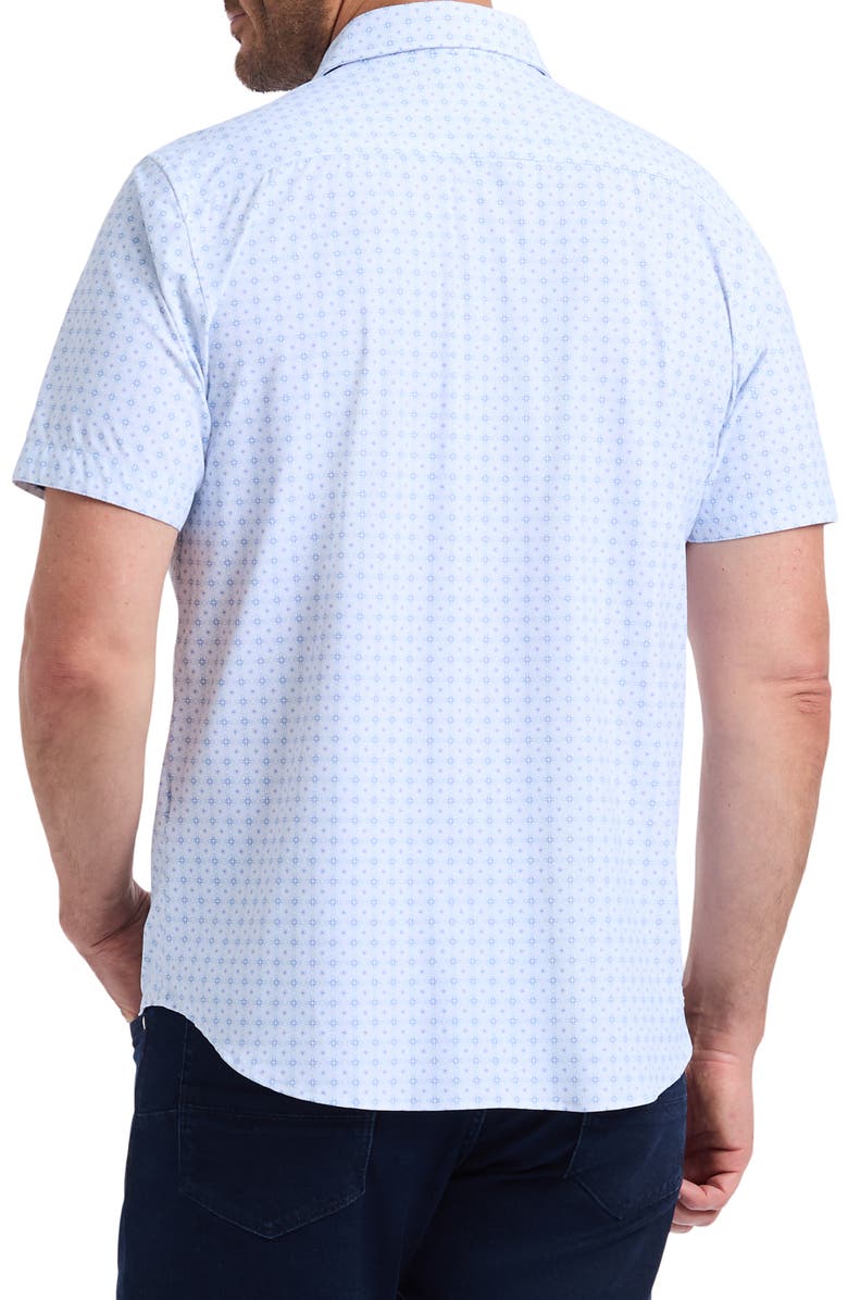 Robert Graham Brompton Knit Short Sleeve Button-Up Shirt, Alternate, color, Blue