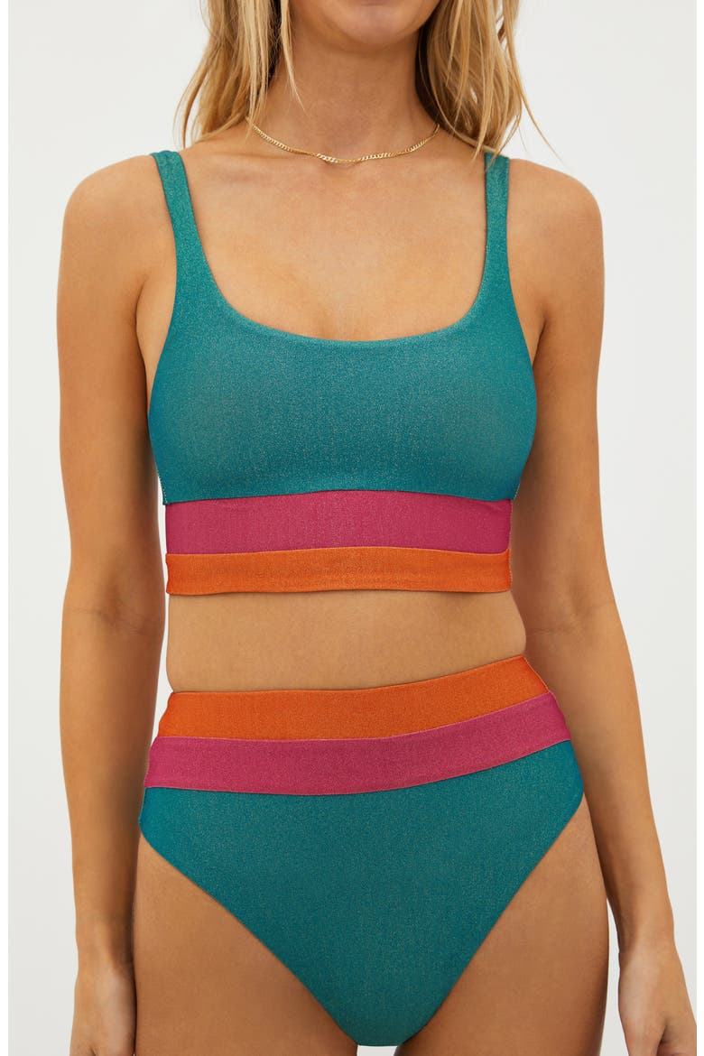 Heidi Colorblock High Waist Bikini Bottoms, Alternate, color, SORBET SEA COLORLBOCK