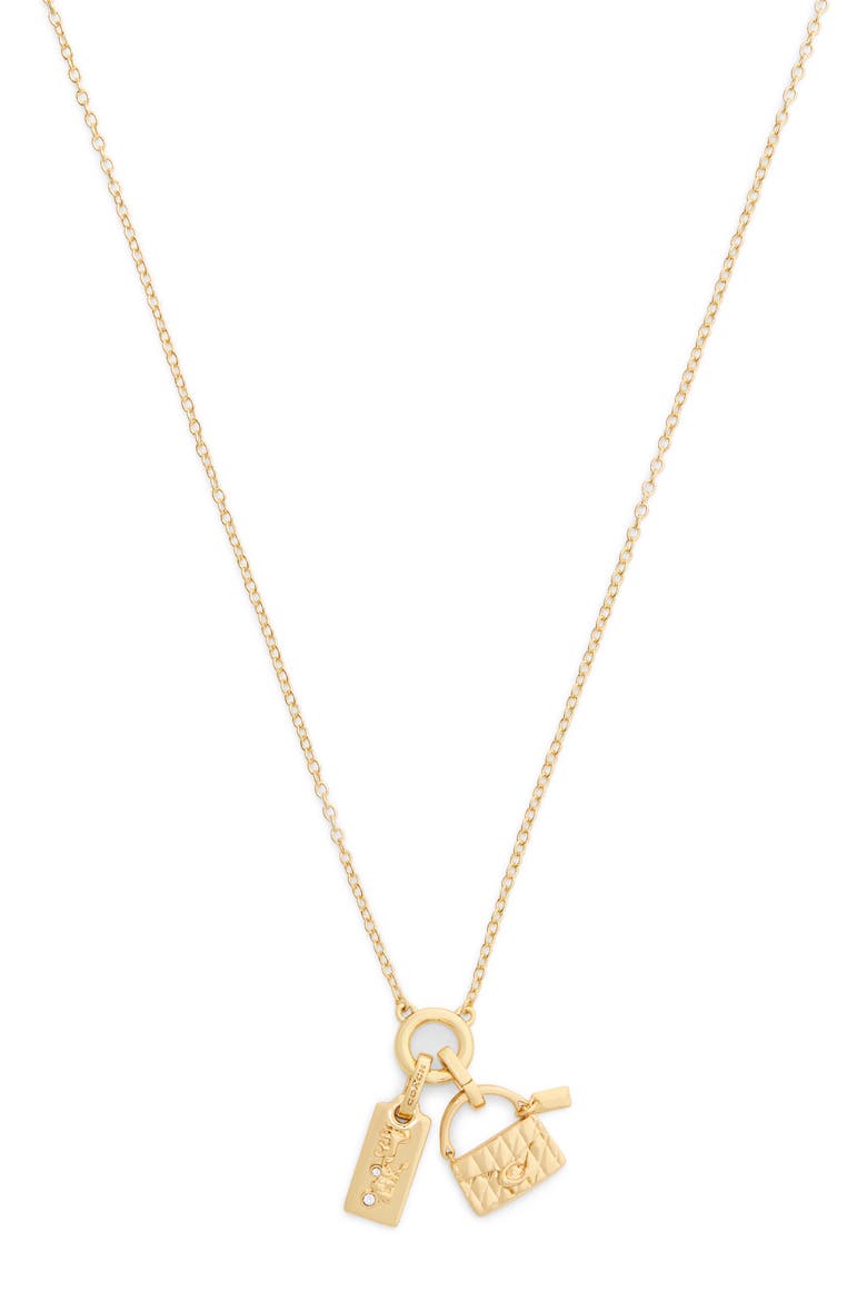 Tabby Key Rexy Charm Pendant Necklace, Alternate, color, GOLD