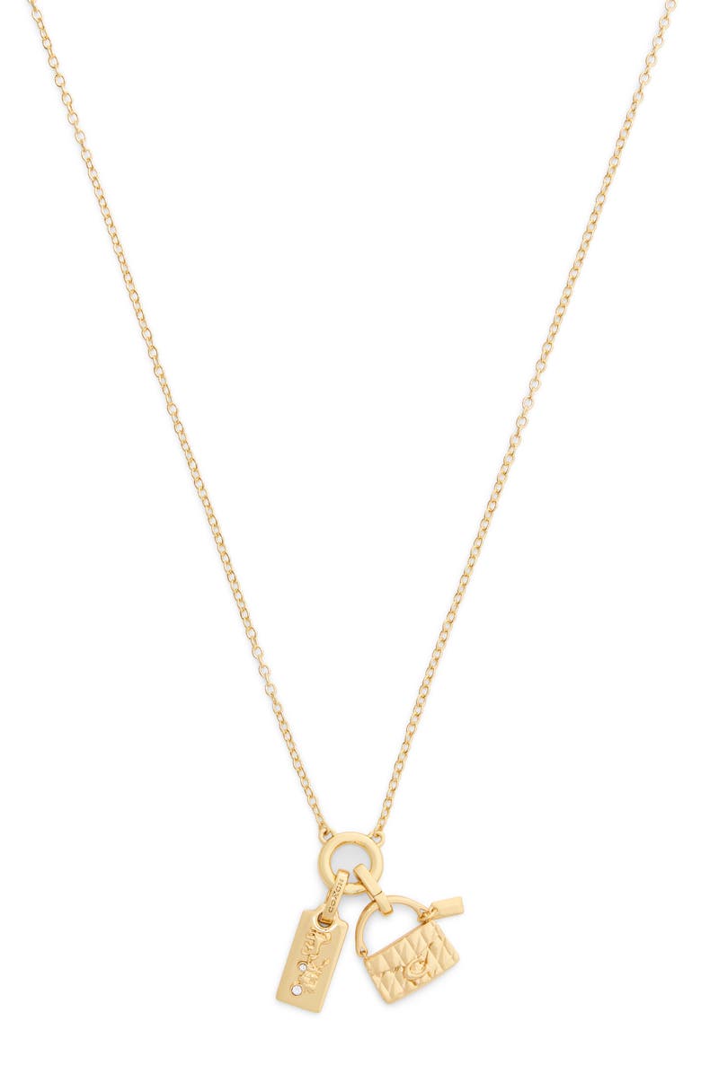 COACH Tabby Key Rexy Charm Pendant Necklace, Alternate, color, 