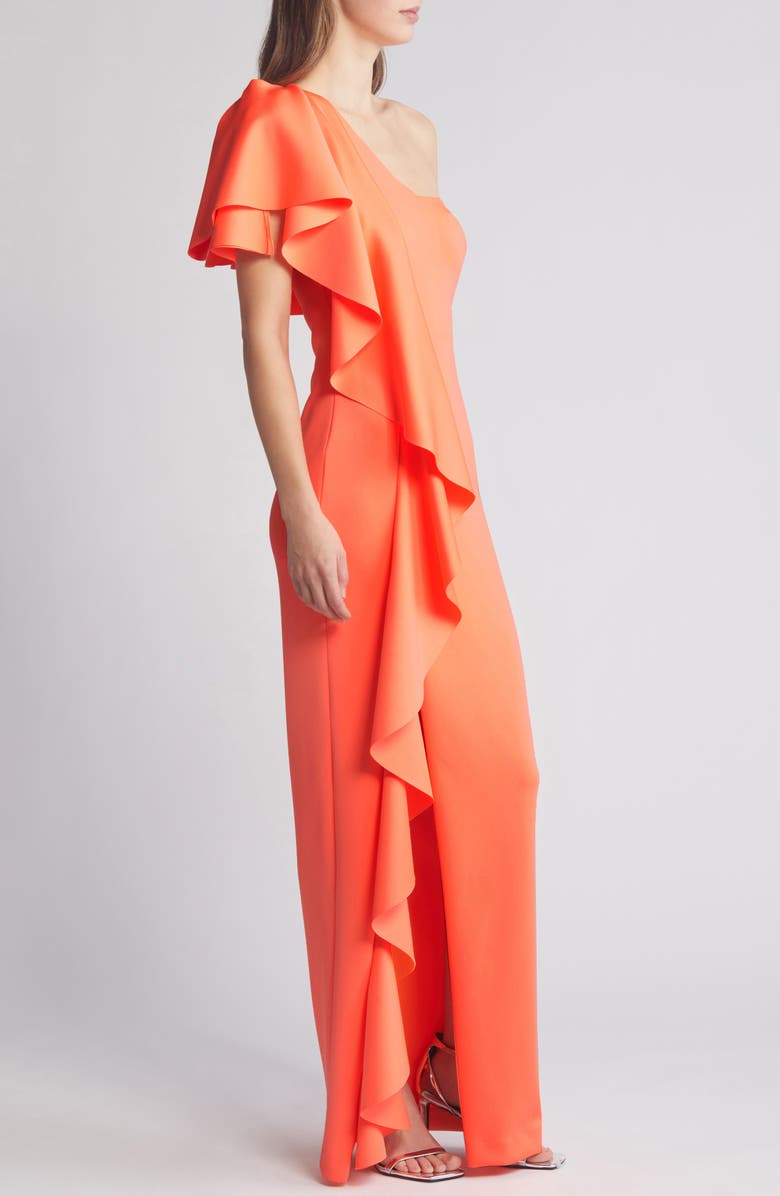 Black Halo Percy Ruffle One-Shoulder Gown, Alternate, color, 