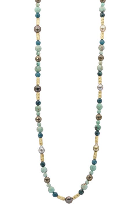 Tahitian Pearl & Turquoise Beaded Necklace