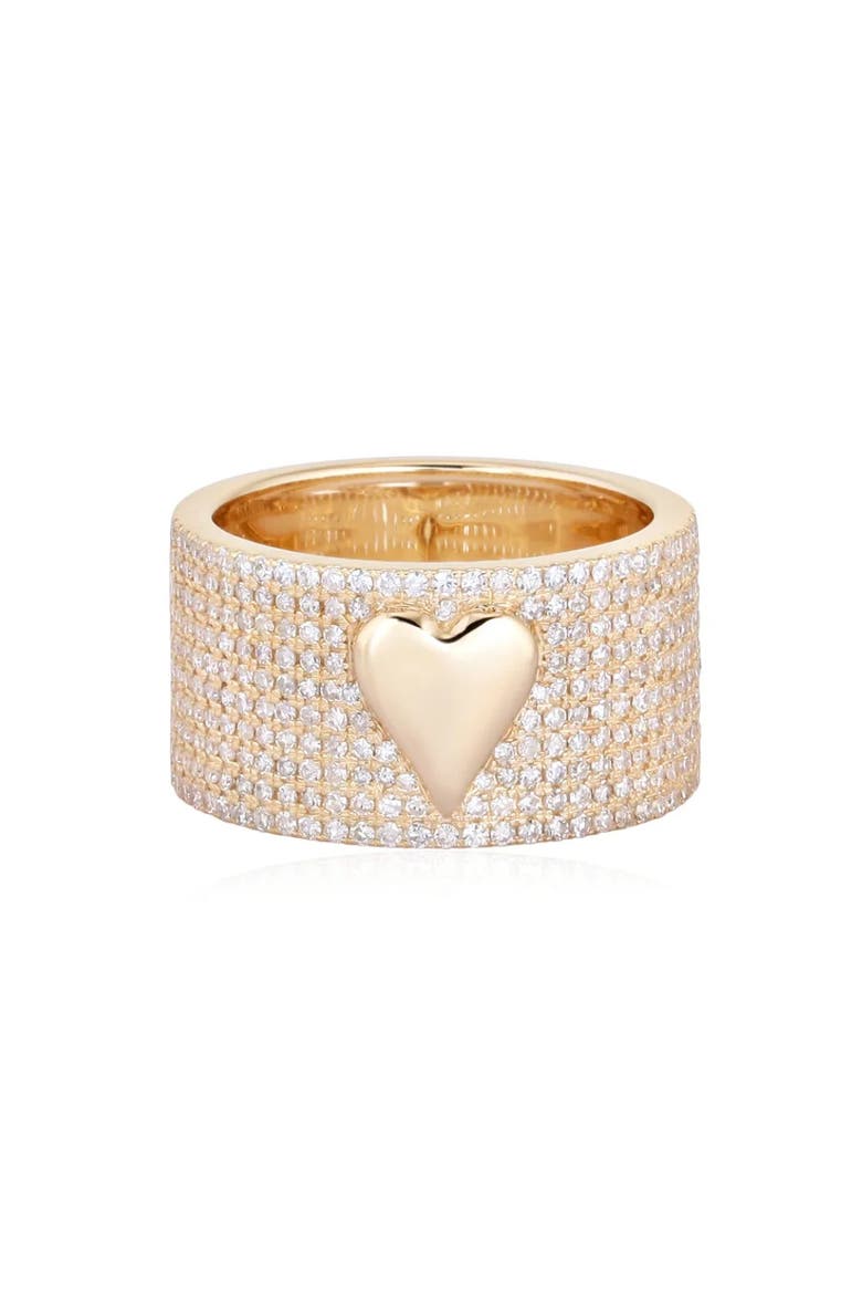 Pave Heart Barrel Ring, Main, color, Gold