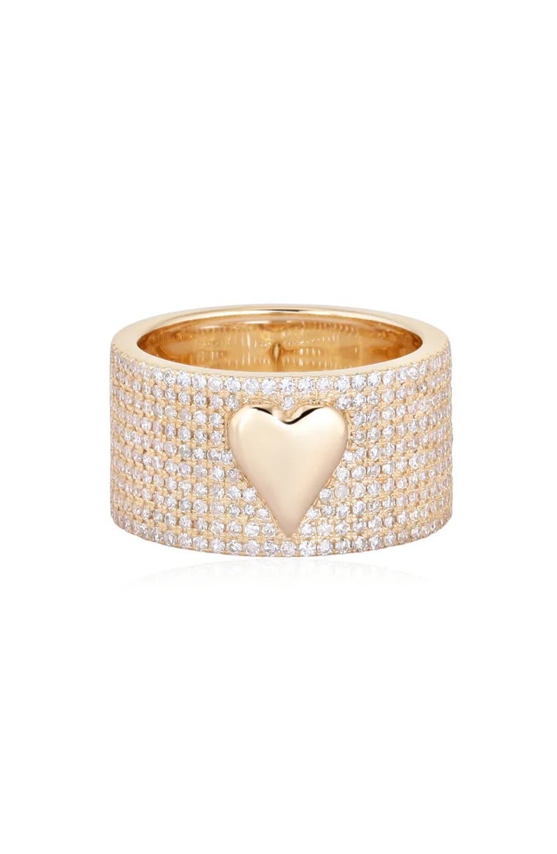 Mazin Jewels Pave Heart Barrel Ring, Main, color, Gold