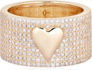 Mazin Jewels Pave Heart Barrel Ring