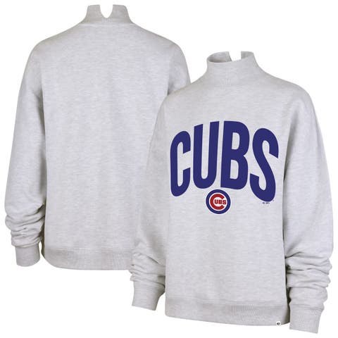 Women's '47  Heather Gray Chicago Cubs Subtle Muse Mock Neck Sweatshirt