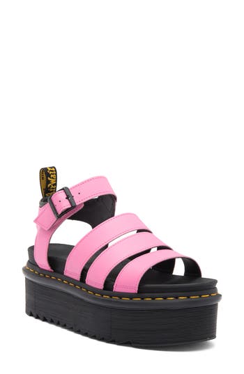 Dr. Martens' Dr. Martens Blaire Quad Platform Strappy Sandal In Fondant Pink