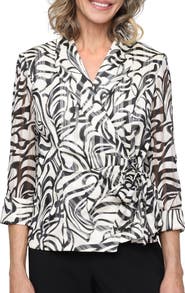 Alex Evenings Metallic Stripe Abstract Print Top
