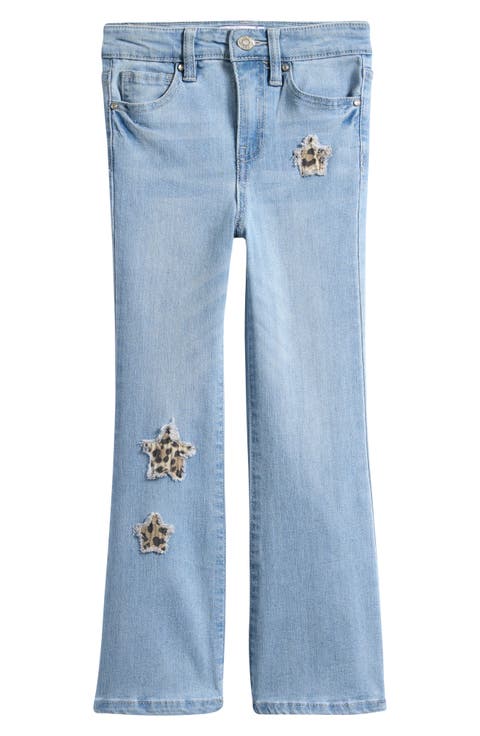 Kids' Animal Print Star Inset Flare Jeans (Little Kid)