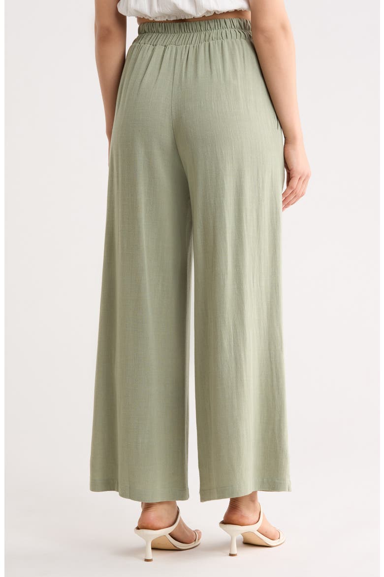 Wide Leg Pull-On Pants, Alternate, color, OLIVE
