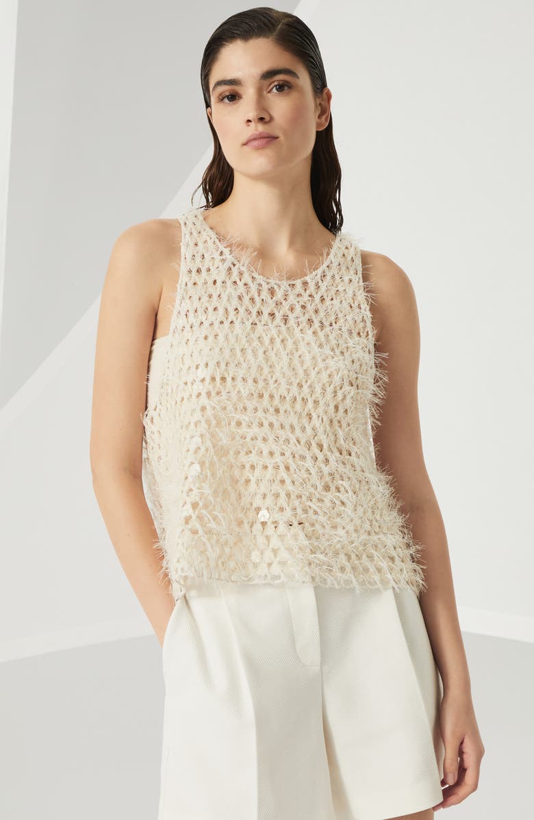Brunello Cucinelli Dazzling Embroidery top, Alternate, color, 