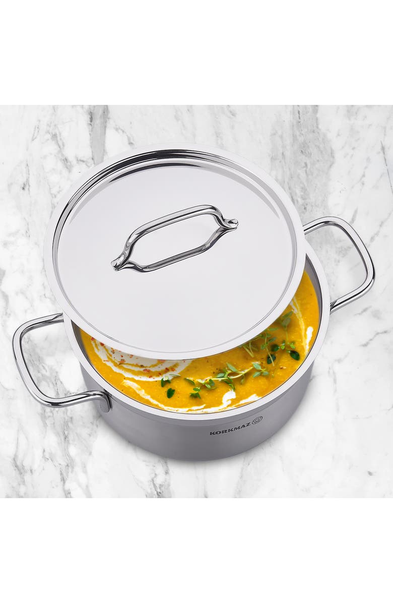 Korkmaz Alfa 2 Piece 3.5 Liter Stainless Steel Casserole Dish with Lid, Alternate, color, Silver