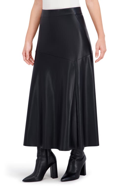 Ookie & Lala Supersoft Geo Stitch Faux Leather Maxi Skirt In Black