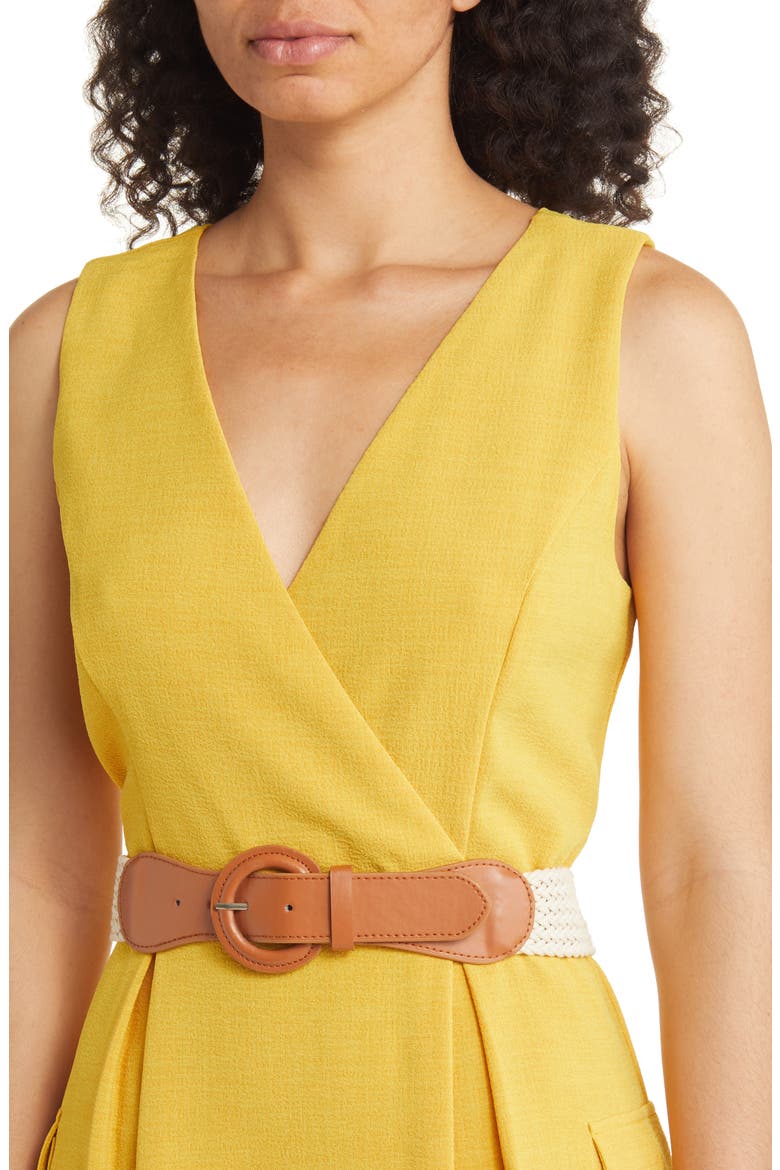 Belted A-Line Dress, Alternate, color, MUSTARD
