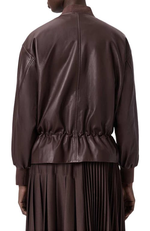 Allsaints Sofi Leather Bomber Jacket In Burgundy