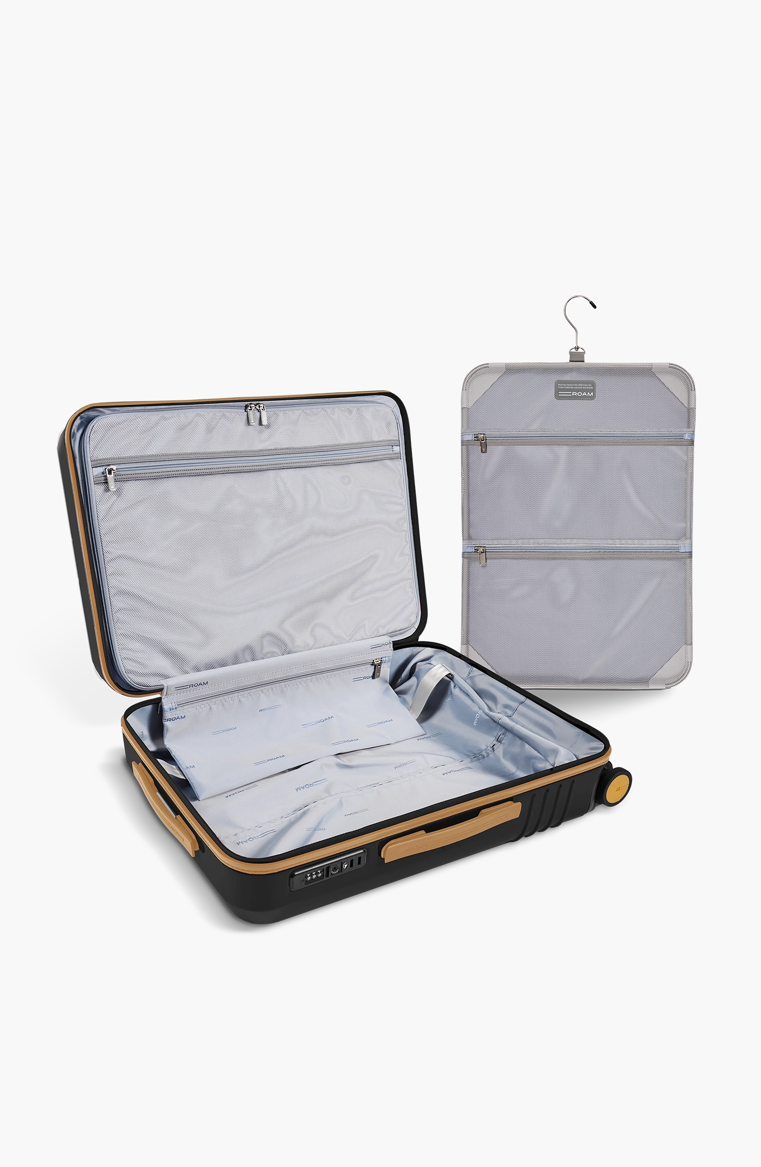 ROAM Luggage Check-In Luggage, Alternate, color, Black Gloss / Tan Trim