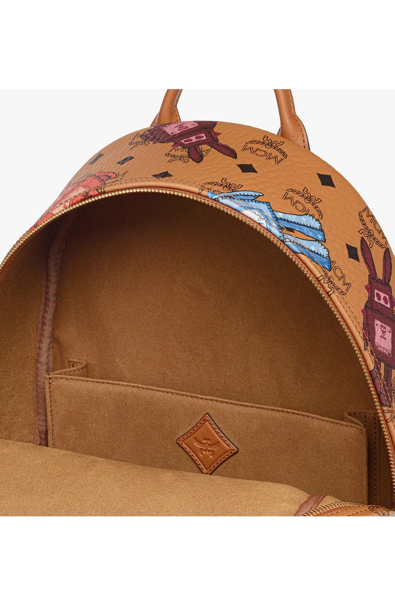 MCM Medium Stark Backpack in Rabot Visetos, Alternate, color, Cognac