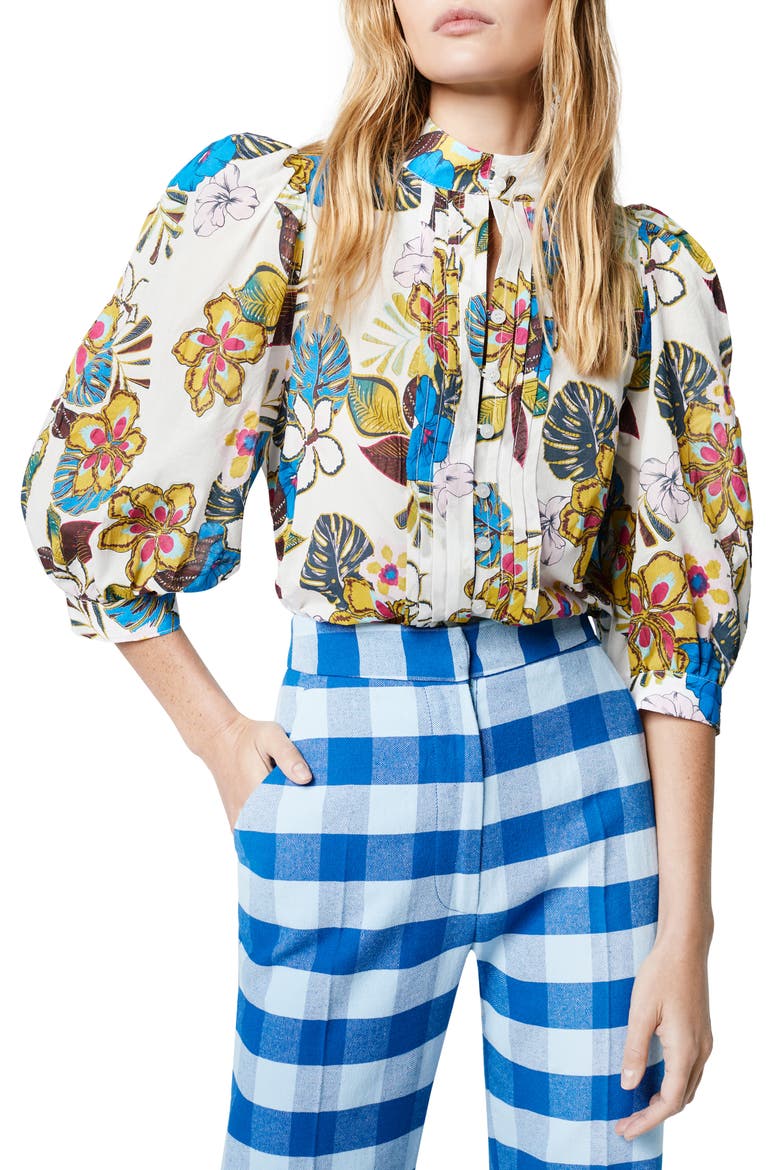 Frontier Pintuck Puff Sleeve Blouse, Main, color, TROPICAL MULTI