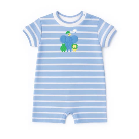 Stripe Knit Shortall With Elephant 
Friends (Baby)