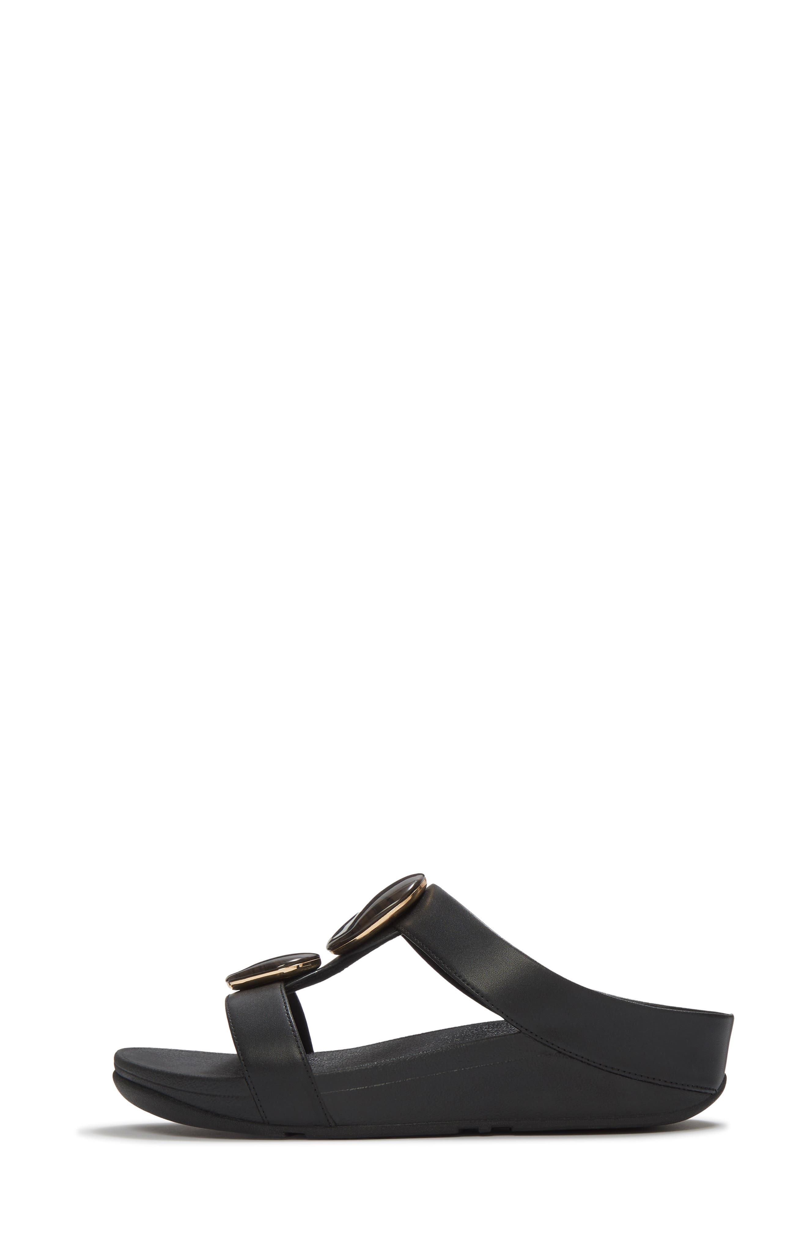 Fino Marbled Stone H-Bar Slide Sandal, Alternate, color, BLACK