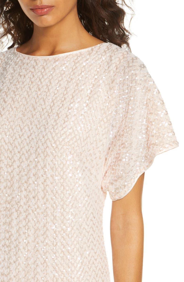 Vince Camuto Sequin Short Sleeve Shift Dress, Alternate, color, 