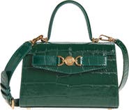 Versace Small Medusa '95 Croc Embossed Leather Top Handle Bag