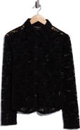 MAX STUDIO Lace Button-Up Shirt
